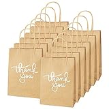 XNX 24 Papiertüten mit Henkel - Kraft Papiertüte mit Danke Schriftart, Für Partys, Geschenk, Brottüten, Papiertragetaschen, Packpapier Tüten Weiß