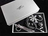 final Fantasy VII (4 in 1) Cloud Strife Halskette + Ring + Ohrringe + Schlüsselanhänger | FF7 Cosplay Dissidia Squall Griever Serah Sep