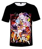 Syqiya Herren Damen Anime Kurzarm T-Shirt Hemd Life in Another World Beatorisu Top 3D Bluse Hemd Cosplay Kostüm Tee Shirt Schwarz 3XL (Chest 124cm)