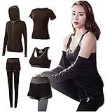 Sportbekleidung Damen Set Fitness Yoga Kleidung Anzug 5er-Set Sportanzüge Jogginganzug Gym Fitness Kleidung Laufbekleidung Sportswear Sport Outfit BH Set Trainingsanzug Laufbekleidung