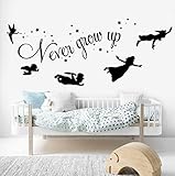 Peter Pan Tinker Bell Star Wandaufkleber Cartoon Peter Pan Nie Wachsen Zitate Baby Kindergarten Wandtattoo Kinderzimmer Vinyl Kunst 42x94