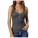 Damen Tank Top Ärmellose Top Knopfleiste Lässige Leibchen Sexy Atmungsaktive Sommer Unterhemd Einfarbig Vest Top Slim Fit Sportweste Basic Cami Shirt B