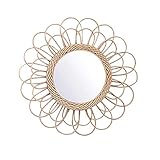 Rattan Wandbehang Spiegel, Nordic Wicker Dressing Schminkspiegel-Hängespiegel Sunflower Circular Wandspiegel Dekor Boho Wicker Dressing Schminkspieg
