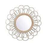 Boho Rattan Wandbehang Spiegel, Nordic Wicker Dressing Schminkspiegel-Hängespiegel Sunflower Circular Wandspiegel Dekor Boho Wicker Dressing Schminkspiegel, Versand aus D