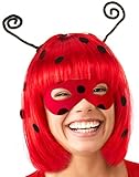 Balinco MARIENKÄFER BOB PERÜCKE + Maske rot mit schwarzen Punkten | Ladybug Wig | Haarschmuck | Käfer Toupet | Headwear | Karneval Fasching Halloween Party