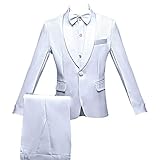 winying Kinder Jungen Anzug Set Langarm Jacke Fliege Hose Festliche Kleidung Set Taufe Party Outfits Gentleman Sakko Smoking Weiß C 98-104