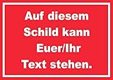 Schild mit Wunschtext waagerecht Text Weiss Hintergrund rot A4 (210x297mm)