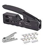 yeehoo RJ45 Crimpzange Netzwerk Werkzeug Set für RJ45 Stecker Cat7 Cat6A Cat5e Cat5 RJ45 Netzwerkstecker RJ11 Steck