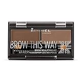 Rimmel London Brow This Way Augenbrauenpuder-Modellierset, gepflegtes Finish und ultimative Präzision mit Duo Compact Formula, mittelbraun, Puder 0,04 oz, Wachs 0,03