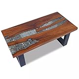 vidaXL Teak Massivholz Couchtisch Harz 100x50cm Beistelltisch W