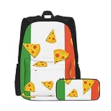 Pizza-Rucksack- und Federmappen-Set für Jungen und Mädchen, multifunktionaler Rucksack, Kombination aus zweiteiligem Set, legere Schulbüchertasche mit Federmäpp