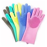 XMYINGWEI Spülhandschuhe Neue vielseitige Spülmittel Reinigungshandschuhe Silikonkautschuk Anti-Bratzhandschuh for Haushaltsreinigung Küchen-Peeling-Werkzeuge (Color : 1, Size : 34cmx14cm)
