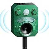 Katzenschreck Solarbetriebener, USB Lade Ultraschall Marderschreck wasserdicht mit LED-Licht Marderabwehr zum Garten / Hof, wirksam gegen Katzen, Hunde, Vögel, Füchse, Ratten, M