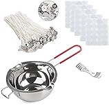 Wiestoung Kerzenherstellung Set, mit Kerzenherstellung Zubehör Schmelztopf, 100 Candle Wicks, 100 Doppelseitige Docht Aufkleber und Metallkerzendochte Halter Zentriervorrichtung
