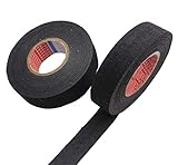 Liuer 2PCS Schwarz Isolierband KFZ AUTO Kabelbäume Gewebeband BPET-Vlies aumwolle Klebeband Reißfest für Kabelbäume Baumwolle Klebeband(19MM x 15M,25mm x 15M)