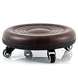 Drehbarer Pedikürehocker Drehhocker mit Rollen,Niedriger Rollhocker mit Rollen Stuhl Rund Rollsitz Hocker mit Universalrollen,Qiwey Home Office Fitness runder Rollsitz-B