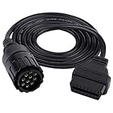 Qiilu Diagnose-Verlängerungskabel OBD2,10 Pin-to-16-Pin-OBD2-Adapteranschluss Diagnosekabel Auto-Diagnose-Verlängerungskabeladapter für ICOM-D-M
