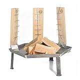 acerto 31840 Massive eckige Feuerschale aus Naturstahl für den Garten, 55cm, Set mit 5 Stück Kaminholz Buche und 3 Flammlachsb