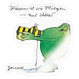 Spreadshirt Janosch Frosch Küssen ist wie Fliegen Spruch Sticker, One Size, Transparent g