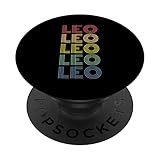 Leo Wordmark Muster personalisierter Name Retro PopSockets mit austauschbarem PopGrip