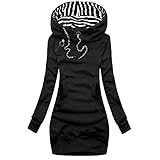 Graceyo Damen Parka Kapuzenjacke, Hoodie Lange Softshelljacke Sweatjacke Long Wintermantel Sweatshirt Zip Herbst Winter Jacke mit Kapuze Gemütliche Übergangsmantel Lässig Übergangsjacke Outw