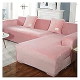 KGDC Schonbezug ​Sofa Plüsch Sofa Cover Samt Elastische Ecke Sektional für Wohnzimmer Couch Covers Set Sessel Abdeckung L Form Sitz Settschütze Waschbare Möbelschutz Stilvolle Couchabdeckung