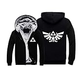 Herren Legend Zelda Print Kapuzenpullover Winter Dicker Hoodie Warmes Sherpa Sweatshirt Langarm Mantel Freizeitjacke Top