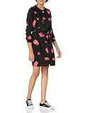 Amazon Essentials Long-Sleeve Banded Collar Shirt Dress Hemd, Rosa/Schwarz, Floral, M