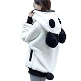 TWIFER Damen Panda Hoodie Kapuzenpulli Mode Sweatshirt mit Kapuze Pullover Jumper Bluse (M, Y-Weiß)
