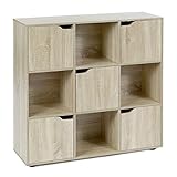 ts-ideen Standregal Bücherregal Sideboard Buchregal Wohnregal Holz Natur Modern mit Tü