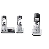 Panasonic KX-TGE522GS DECT Seniorentelefon mit Notruf (Großtastentelefon mit Anrufbeantworter, schnurlos, Telefon Duo) Silber-schwarz & KX-TGQ500GS Seniorentelefon (DECT IP-Telefon) Silb