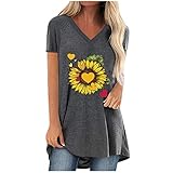 Tshirt Damen Lang Locker Big Shirt Damen Damen Hemd Elegant Weiß Lange Shirts Damen Sommerblusen Damen Kurzarm Allover Print Shirt Tshirt TüRkis Damen T-Shirt Oversize Damen Weiss Damen Shirts D