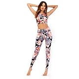 Damen Sportswear 2 Teile Satz Trainingsanzug Hohe Elastizität Sportbekleidung Sport-Tops Weste + Leggings Jogginghose Fitness Anzüge Für Yoga, Laufen (M, Orange)