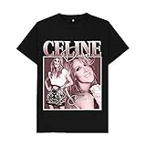 Celines Dions Pop Music Diva Legend 80s T Shirt for Men Man T-Shirt 100% Cotton Sleeve Shirt Black L