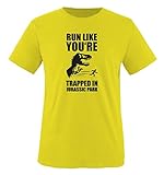 Run Like You're TRAPPED IN Jurassic Park - Herren T-Shirt - Gelb/Schwarz Gr. XXL