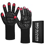 SKYUV Grillhandschuhe Hitzebeständig, Grillhandschuh mit 800°C Extrem Hitzebeständige, rutschfest Ofenhandschuhe BBQ Kochhandschuhe, Extra Lange Backhandschuhe Feuerfeste Handschuhe Für Grill & Kü