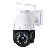 Ctronics 5MP PTZ Überwachungskamera Aussen WLAN, 5X Optischer Zoom Dome WiFi IP Kamera Outdoor, Mensch Bewegungsmelder, Automatische Verfolgung, 50m Farbige Nachtsicht, 2-Wege-Audio, IP66 W