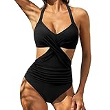 STPT Einteiliger Badeanzug Bikini Damen Wrap Push Up Einteiliger Badeanzug Badeanzug Bademode Hohe Taille Monokini Schwimmanzug Maillot ​Bademode mit Polsterung Schwimmanzug