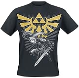 Nintendo Herren T-Shirt, L, Zelda/Link, schw