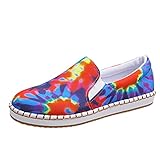 Damen Segelschuhe Cartoon Farbdruck Canvas Segeltuchschuhe Bootschuhe Slipper Mokassins Espadrilles Wanderschuhe Slip On Loafer Schuhe Reiseschuh Freizeitschuh(6-Mehrfarbig/Multicolor,37.5) 1349