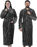 Gräfenstayn Bademantel Damen & Herren Kuschel-Fleece - Schalkragen - Unisex - Lang - Microfaser - OEKO TEX Standard 100 - Größe (Anthrazit, XL)