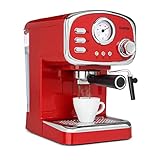 Klarstein Espressionata Gusto Espressomaschine, Siebträgermaschine mit 1100 W, 15 Bar Druck, Siebträger Kaffeemaschine, Volumen Wassertank: 1 Liter, abnehmbares Tropfgitter aus Edelstahl,