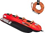 MESLE Tube Set Torpedo mit Leine, 2, 3, 4 Personen, Towable Banana-Boat, 840 D Nylon, aufblasbar, für Kinder & Erwachsene, Wasser-Sport Fun-Tube, Bananen-Boot, Wassergleiter, Personenanzahl:4