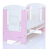 Kinderbett 120x60 cm weiß-rosa mit 3-fach Höhenverstellbarer Komfort Matratze und 3 Schlupfsp