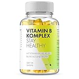 Vitamin B Komplex - 180 Vegane Kapseln mit Vitamin B12, Biotin, Folsäure, Vitamin B6 etc, Optimale Dosierung der B Vitamine für dein Wohlbefinden, In Deutschland hergestellt, von Get in Shap