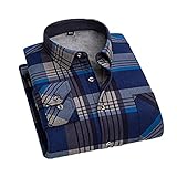 DNTG Herren Flanell Plaid Hemd, Fleece Warm Shirt im Herbst und Winter, Cardigan, Verstellbare Manschetten, weich und bequem, halten warm und winddicht im Winter, 18, L/XL
