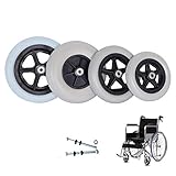 HRD 15cm 17cm 19cm 20cm Ersatzrollen für Rollstuhl,PU Reifen,mit 0.8cm Kugellager,Grau,2 Stück