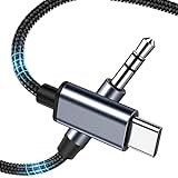 JeoPoom USB C zu AUX Kabel, Typ C zu 3,5mm Kopfhöreradapter, Klinkenadapter, Aux Kabel, USB Typ C auf 3,5 mm Adapter, mit DAC-Chip, für Smartphones, Kopfhörer, Media Player usw(2m Grau)