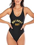 HYTENSUN Damen-Badeanzug, Criss Cross Back Birthday Slay One Piece Badeanzug Dirty 30 High Cut Badeanzug - Schwarz - X-Larg