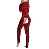 Schlafanzug Damen Winter Xxl Sexy Schlafanzug Damen Einteiler Strampler Damen Pyjama Skianzug Damen Einteiler Bunt Flanell Pyjama Damen Weihnachten Mit Funktionale Geknöpfte Klappe Hausanzug